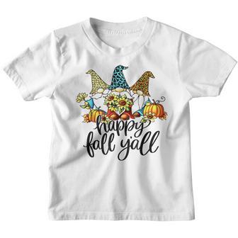 Happy Fall Yall Gnome Leopard Pumpkin Sunflower Autumn Youth T-shirt - Thegiftio UK