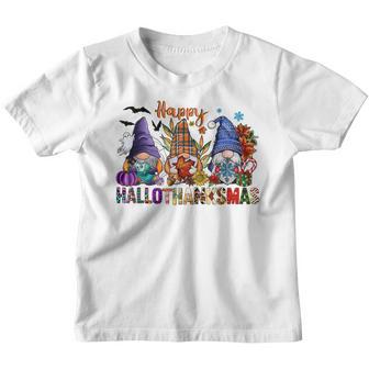 Happy Hallothanksmas Gnomes Halloween Thanksgiving Christmas V30 Youth T-shirt - Thegiftio UK