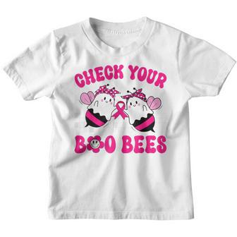 Hippie Groovy Check Your Boo Bees Breast Cancer Halloween V2 Youth T-shirt - Thegiftio UK