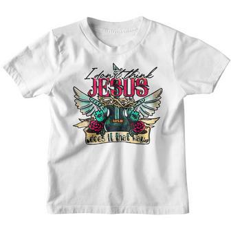 I Dont Think Jesus Does It That Way Guitar Wings Rock Tattoo Youth T-shirt - Thegiftio UK