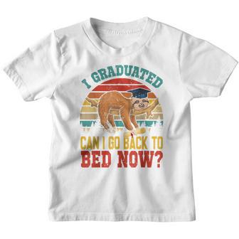 I Graduated Can I Go Back To Bed Now Funny Graduation Sloth Youth T-shirt - Thegiftio UK
