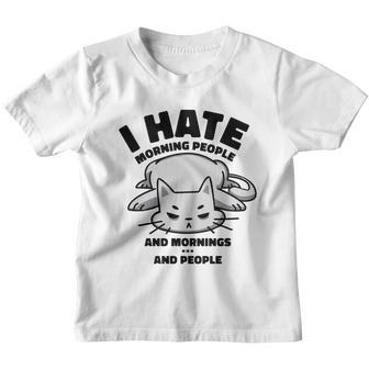 I Hate Mornings And People Funny Cat Youth T-shirt - Thegiftio UK