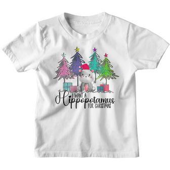 I Want A Hippopotamus For Christmas Xmas Hippo For Boys Kids Youth T-shirt - Thegiftio UK