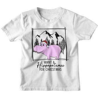 I Want A Hippopotamus For Christmas Xmas Hippo For Kid Women V11 Youth T-shirt - Thegiftio UK