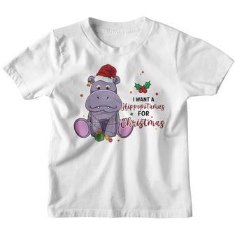 I Want A Hippopotamus For Christmas Xmas Hippo For Kid Women V16 Youth T-shirt - Thegiftio UK