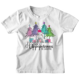 I Want A Hippopotamus For Christmas Xmas Hippo For Kid Women V38 Youth T-shirt - Thegiftio UK