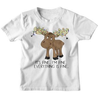 It’S Fine Everything Is Fine Christmas Light Reindeer Gift Youth T-shirt - Thegiftio UK