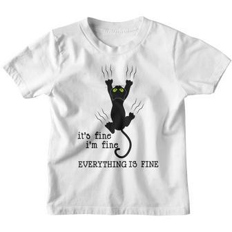 Its Fine Im Fine Everything Is Fine Cat Funny Youth T-shirt - Thegiftio UK