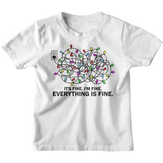 Its Fine Im Fine Everything Is Fine Christmas Ugly Lights Youth T-shirt - Thegiftio UK
