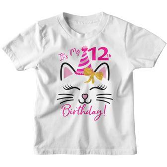 Its My 12Th Birthday Girl Funny Cat Birthday 12 Year Old Youth T-shirt - Thegiftio UK