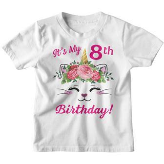 Its My 8 Birthday Caticorn Outfits For Toddler Girls V2 Youth T-shirt - Thegiftio UK