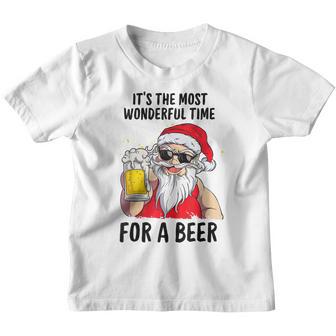 Its The Most Wonderful Time For A Beer Santa Claus Christmas Youth T-shirt - Thegiftio UK