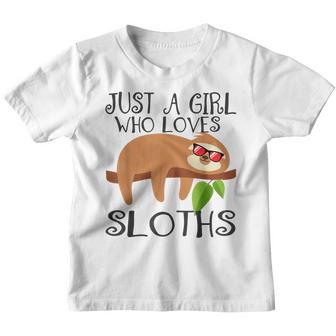 Just A Girl Who Loves Sloth Christmas Matching Family Pajama Youth T-shirt - Thegiftio UK