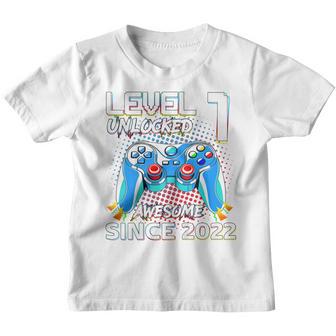 Kids 1 Years Old Level 1 Unlocked 2022 Video Game 1St Birthday Youth T-shirt - Thegiftio UK