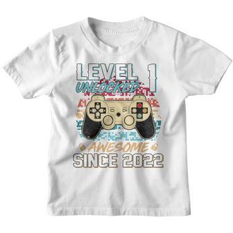 Kids 1 Years Old Level 1 Unlocked Awesome Since 2022 1St Birthday Youth T-shirt - Thegiftio UK