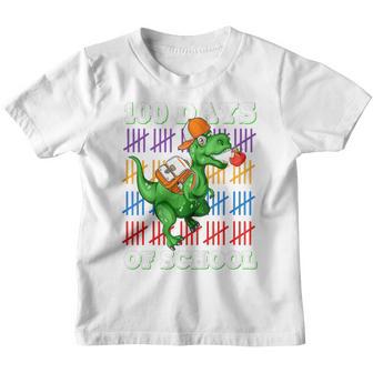 Kids 100Th Day Of School Dinosaur T Rex Dino Kids Happy 100 Days Youth T-shirt - Thegiftio UK