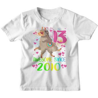 Kids 13 Year Old Sloth Riding Llama Since 2010 13Th Birthday Girl Youth T-shirt - Thegiftio UK