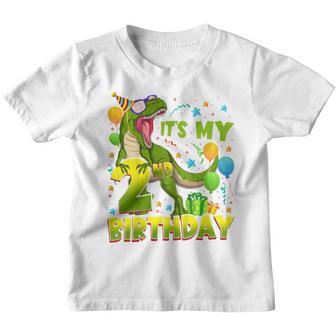 Kids 2 Year Dinosaur Its My 2Nd Birthday Happy T-Rex Bday Boy Youth T-shirt - Thegiftio UK