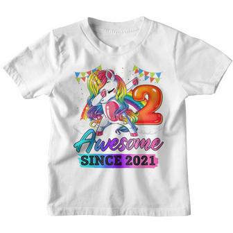 Kids 2 Year Old Gift Awesome Since 2021 2Nd Birthday Unicorn Girl Youth T-shirt - Thegiftio UK