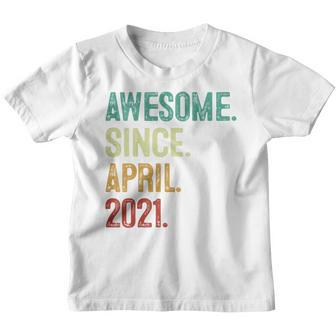 Kids 2 Years Old Awesome Since April 2021 2Nd Birthday Youth T-shirt | Mazezy