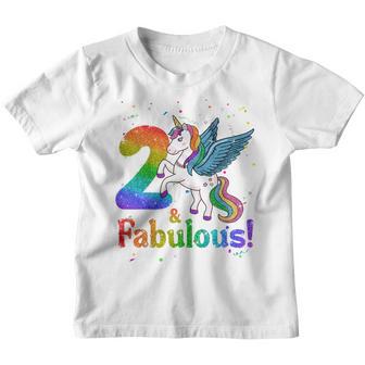 Kids 2 Years Old I Am 2 And Fabulous Unicorn Girl 2Nd Birthday Youth T-shirt - Thegiftio UK
