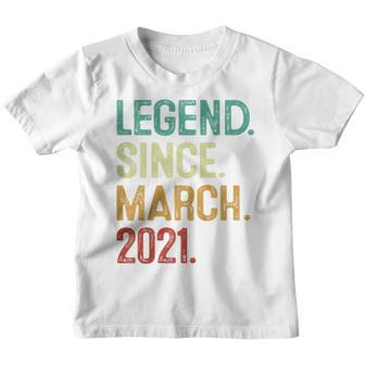 Kids 2 Years Old Legend Since March 2021 2Nd Birthday Youth T-shirt | Mazezy