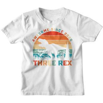 Kids 3 Years Old Boy Three Rex 3Rd Birthday Gifts Third Dinosaur Youth T-shirt - Thegiftio UK