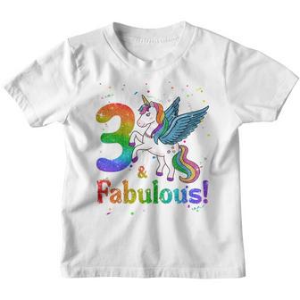 Kids 3 Years Old I Am 3 And Fabulous Unicorn Girl 3Rd Birthday Youth T-shirt - Thegiftio UK