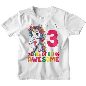 Kids 3 Years Old Unicorn Flossing 3Rd Birthday Girl Unicorn Party Youth T-shirt - Thegiftio UK