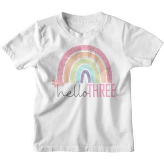 Kids 3Th Birthday Three Year Old Birthday Rainbow Girl Youth T-shirt - Thegiftio UK