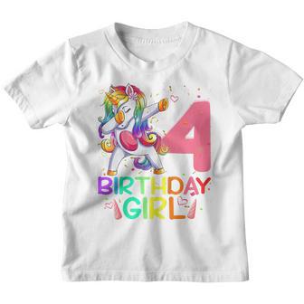 Kids 4 Year Old Dabbing Unicorn 4Th Birthday Girl Kids Girls Youth T-shirt - Thegiftio UK