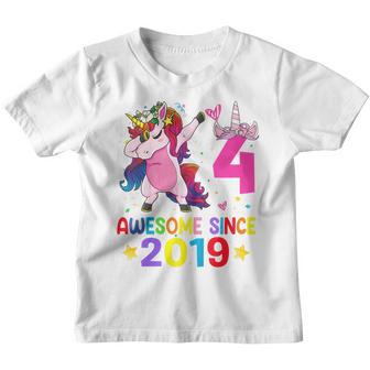 Kids 4 Years Old Gifts Unicorn Dabbing 4Th Birthday Girl Ns V2 Youth T-shirt - Thegiftio UK