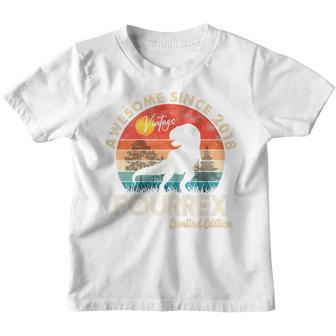 Kids 4Th Birthday Dinosaur 4 Year Old Awesome Since 2018 Gift Boy V2 Youth T-shirt - Thegiftio UK