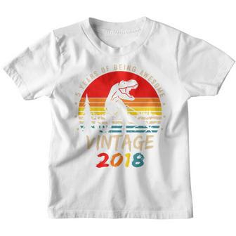 Kids 5 Year Old Dinosaur 5Th Birthday Boy Gift Awesome Since 2018 Youth T-shirt - Seseable