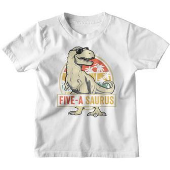 Kids 5 Year Old Dinosaur Birthday 5Th T Rex Dino Five Saurus V2 Youth T-shirt - Thegiftio UK