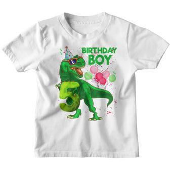 Kids 5 Year Old Gift 5Th Birthday Boy 5Th Birthday T Rex Dinosaur V2 Youth T-shirt - Thegiftio UK
