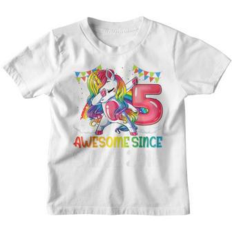 Kids 5 Year Old Gift Awesome Since 2018 5Th Birthday Unicorn Girl Youth T-shirt - Thegiftio UK