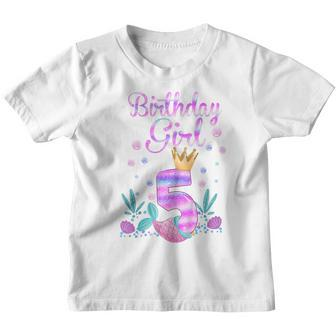 Kids 5 Years Old Gifts Birthday Girls 5Th Birthday Mermaid Girls Youth T-shirt - Thegiftio UK