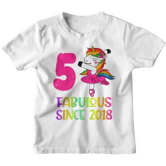 Kids 5 Years Old Unicorn Flossing 5Th Birthday Girl Unicorn Party V2 Youth T-shirt - Thegiftio UK