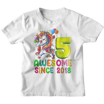 Kids 5 Years Old Unicorn Flossing 5Th Birthday Girl Unicorn Party V4 Youth T-shirt - Thegiftio UK