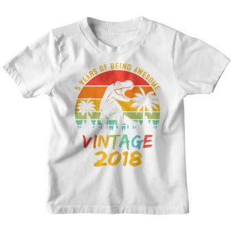 Kids 5Th Birthday Boy 5 Year Old Gift Dinosaur Awesome Since 2018 Youth T-shirt - Thegiftio UK