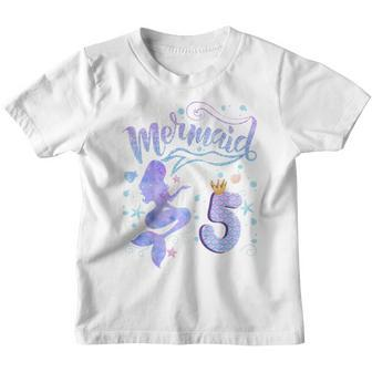 Kids 5Th Birthday Gift This Mermaid Is 5 Girl Gift 5 Year Old Youth T-shirt - Thegiftio UK