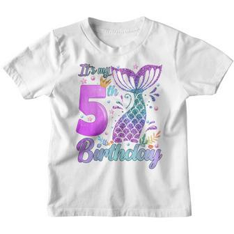 Kids 5Th Birthday Gifts 5 Years Old Birthday Girl Gifts Mermaid Youth T-shirt - Thegiftio UK