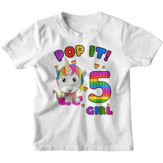 Kids 5Th Birthday Unicorn Fidget Pop It Birthday Girl 5 Year Old Youth T-shirt - Thegiftio UK