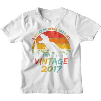 Kids 6 Year Old Gift Dinosaur 6Th Birthday Boy Awesome Since 2017 Youth T-shirt - Thegiftio UK