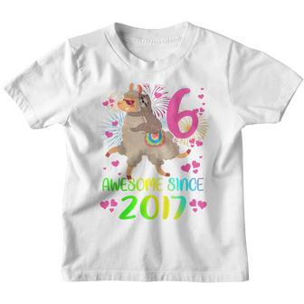 Kids 6 Year Old Sloth Riding Llama Since 2017 6Th Birthday Girl Youth T-shirt - Thegiftio UK