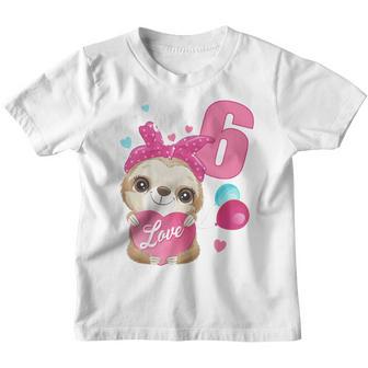 Kids 6 Years Old 6 Birthday Outfit Girl Sloth Youth T-shirt - Thegiftio UK