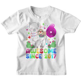 Kids 6 Years Old Sloth Llama Gifts 6Th Birthday Boys Girls Youth T-shirt - Thegiftio UK