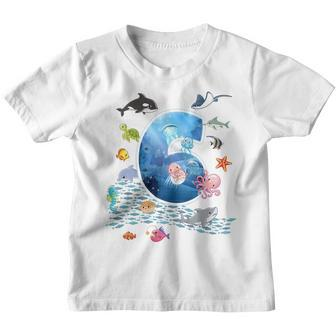 Kids 6Th Birthday Aquarium Sea Aquatic Animals Lover Boys Girls Youth T-shirt | Mazezy