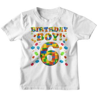 Kids 6Th Birthday Gift 6 Years Old Block Building Boys Kids Youth T-shirt - Thegiftio UK